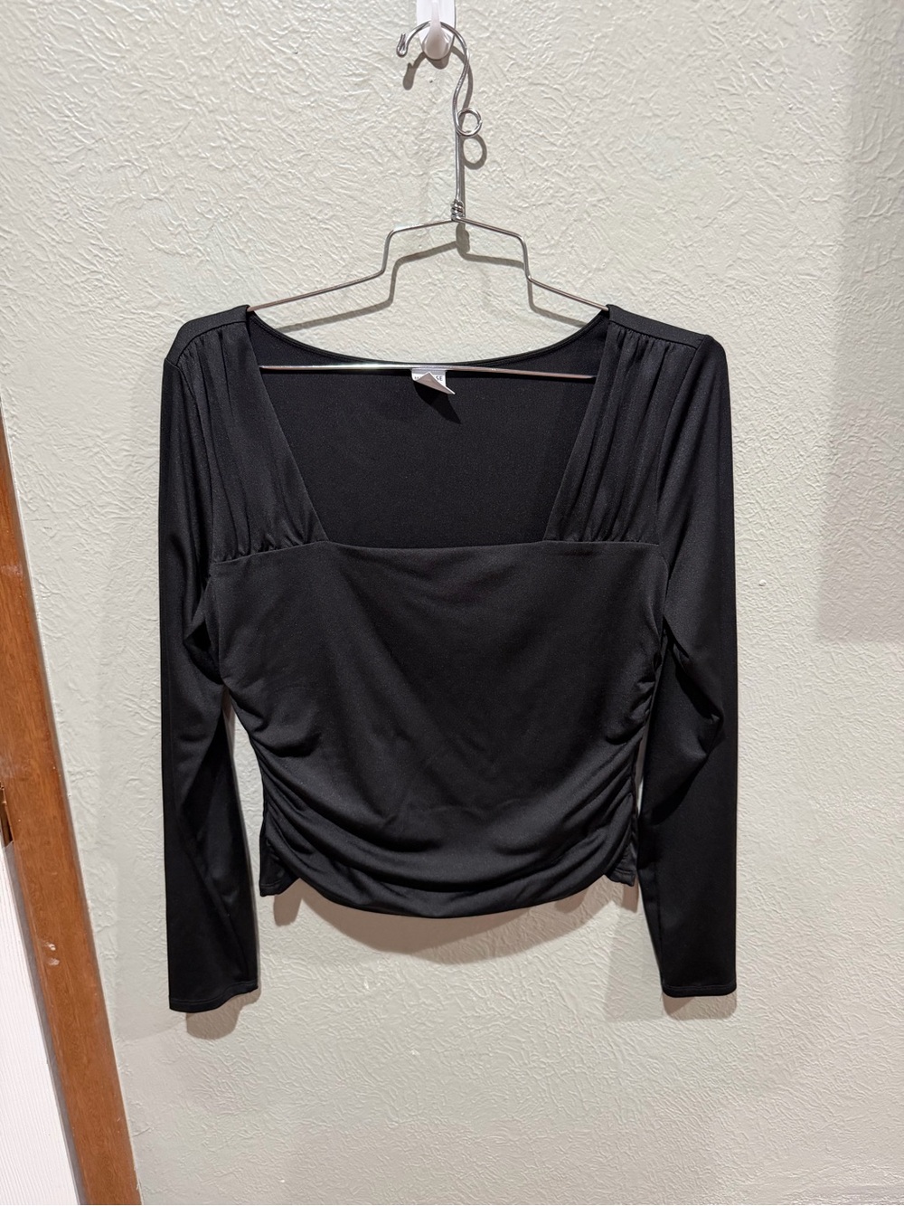 Melrose and Market Black Square-Neck Long Sleeve Top Size M Like New